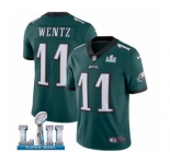 Men's Nike Philadelphia Eagles #11 Carson Wentz Midnight Green Team Color Vapor Untouchable Limited Player Super Bowl LII NFL Jersey