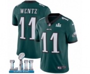 Men's Nike Philadelphia Eagles #11 Carson Wentz Midnight Green Team Color Vapor Untouchable Limited Player Super Bowl LII NFL Jersey