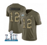 Men's Nike Philadelphia Eagles #12 Randall Cunningham Limited Olive Camo 2017 Salute to Service Super Bowl LII NFL Jersey
