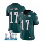 Men's Nike Philadelphia Eagles #17 Alshon Jeffery Midnight Green Team Color Vapor Untouchable Limited Player Super Bowl LII NFL Jersey