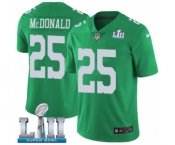 Men's Nike Philadelphia Eagles #25 Tommy McDonald Limited Green Rush Vapor Untouchable Super Bowl LII NFL Jersey