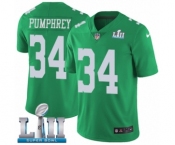 Men's Nike Philadelphia Eagles #34 Donnel Pumphrey Limited Green Rush Vapor Untouchable Super Bowl LII NFL Jersey