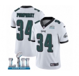 Men's Nike Philadelphia Eagles #34 Donnel Pumphrey White Vapor Untouchable Limited Player Super Bowl LII NFL Jersey