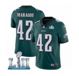 Men's Nike Philadelphia Eagles #42 Chris Maragos Midnight Green Team Color Vapor Untouchable Limited Player Super Bowl LII NFL Jersey