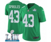 Men's Nike Philadelphia Eagles #43 Darren Sproles Limited Green Rush Vapor Untouchable Super Bowl LII NFL Jersey