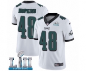 Men's Nike Philadelphia Eagles #48 Wes Hopkins White Vapor Untouchable Limited Player Super Bowl LII NFL Jersey