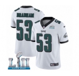 Men's Nike Philadelphia Eagles #53 Nigel Bradham White Vapor Untouchable Limited Player Super Bowl LII NFL Jersey