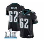 Men's Nike Philadelphia Eagles #62 Jason Kelce Black Alternate Vapor Untouchable Limited Player Super Bowl LII NFL Jersey
