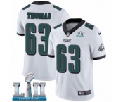 Men's Nike Philadelphia Eagles #63 Dallas Thomas White Vapor Untouchable Limited Player Super Bowl LII NFL Jersey
