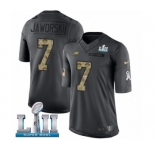 Men's Nike Philadelphia Eagles #7 Ron Jaworski Limited Black 2016 Salute to Service Super Bowl LII NFL Jersey