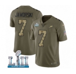 Men's Nike Philadelphia Eagles #7 Ron Jaworski Limited Olive Camo 2017 Salute to Service Super Bowl LII NFL Jersey