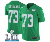 Men's Nike Philadelphia Eagles #73 Isaac Seumalo Limited Green Rush Vapor Untouchable Super Bowl LII NFL Jerse