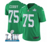 Men's Nike Philadelphia Eagles #75 Vinny Curry Limited Green Rush Vapor Untouchable Super Bowl LII NFL Jersey