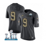 Men's Nike Philadelphia Eagles #9 Nick Foles Limited Black 2016 Salute to Service Super Bowl LII NFL Jersey