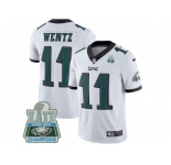 Nike Philadelphia Eagles #11 Carson Wentz White Super Bowl LII Champions Men Stitched NFL Vapor Untouchable Limited Jersey