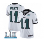 men's Nike Philadelphia Eagles #11 Carson Wentz White Vapor Untouchable Limited Player Super Bowl LII NFL Jersey