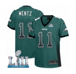 Women's Nike Philadelphia Eagles #11 Carson Wentz Elite Midnight Green Drift Fashion Super Bowl LII NFL Jersey