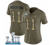 Women's Nike Philadelphia Eagles #11 Carson Wentz Limited Olive Camo 2017 Salute to Service Wentzylvania Super Bowl LII NFL Jerse