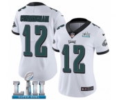 Women's Nike Philadelphia Eagles #12 Randall Cunningham White Vapor Untouchable Limited Player Super Bowl LII NFL Jersey