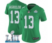 Women's Nike Philadelphia Eagles #13 Nelson Agholor Limited Green Rush Vapor Untouchable Super Bowl LII NFL Jersey