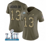 Women's Nike Philadelphia Eagles #13 Nelson Agholor Limited Olive Camo 2017 Salute to Service Super Bowl LII NFL Jersey