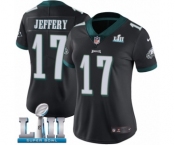 Women's Nike Philadelphia Eagles #17 Alshon Jeffery Black Alternate Vapor Untouchable Limited Player Super Bowl LII NFL Jersey