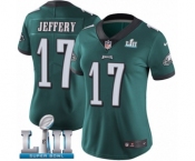 Women's Nike Philadelphia Eagles #17 Alshon Jeffery Midnight Green Team Color Vapor Untouchable Limited Player Super Bowl LII NFL Jersey
