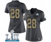 Women's Nike Philadelphia Eagles #28 Wendell Smallwood Limited Black 2016 Salute to Service Super Bowl LII NFL Jersey