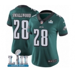 Women's Nike Philadelphia Eagles #28 Wendell Smallwood Midnight Green Team Color Vapor Untouchable Limited Player Super Bowl LII NFL Jersey