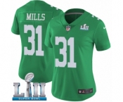 Women's Nike Philadelphia Eagles #31 Jalen Mills Limited Green Rush Vapor Untouchable Super Bowl LII NFL Jersey