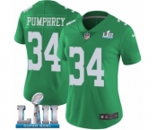 Women's Nike Philadelphia Eagles #34 Donnel Pumphrey Limited Green Rush Vapor Untouchable Super Bowl LII NFL Jersey