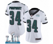 Women's Nike Philadelphia Eagles #34 Donnel Pumphrey White Vapor Untouchable Limited Player Super Bowl LII NFL Jersey