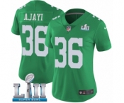Women's Nike Philadelphia Eagles #36 Jay Ajayi Limited Green Rush Vapor Untouchable Super Bowl LII NFL Jersey
