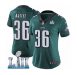 Women's Nike Philadelphia Eagles #36 Jay Ajayi Midnight Green Team Color Vapor Untouchable Limited Player Super Bowl LII NFL Jersey
