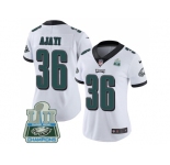 Womens Nike Philadelphia Eagles #36 Jay Ajayi White Super Bowl LII Champions Stitched NFL Vapor Untouchable Limited Jersey