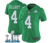 Women's Nike Philadelphia Eagles #4 Jake Elliott Limited Green Rush Vapor Untouchable Super Bowl LII NFL Jersey