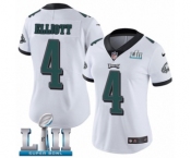 Women's Nike Philadelphia Eagles #4 Jake Elliott White Vapor Untouchable Limited Player Super Bowl LII NFL Jersey