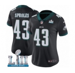 Women's Nike Philadelphia Eagles #43 Darren Sproles Black Alternate Vapor Untouchable Limited Player Super Bowl LII NFL Jersey