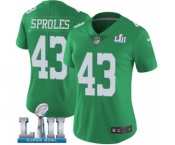 Women's Nike Philadelphia Eagles #43 Darren Sproles Limited Green Rush Vapor Untouchable Super Bowl LII NFL Jersey