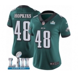 Women's Nike Philadelphia Eagles #48 Wes Hopkins Midnight Green Team Color Vapor Untouchable Limited Player Super Bowl LII NFL Jersey
