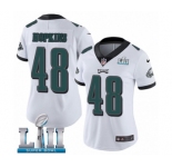 Women's Nike Philadelphia Eagles #48 Wes Hopkins White Vapor Untouchable Limited Player Super Bowl LII NFL Jersey