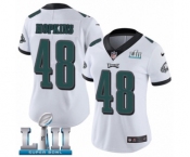 Women's Nike Philadelphia Eagles #48 Wes Hopkins White Vapor Untouchable Limited Player Super Bowl LII NFL Jersey