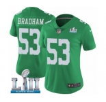 Women's Nike Philadelphia Eagles #53 Nigel Bradham Limited Green Rush Vapor Untouchable Super Bowl LII NFL Jersey