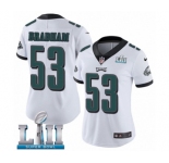 Women's Nike Philadelphia Eagles #53 Nigel Bradham White Vapor Untouchable Limited Player Super Bowl LII NFL Jersey