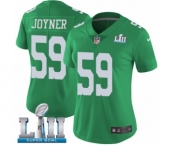 Women's Nike Philadelphia Eagles #59 Seth Joyner Limited Green Rush Vapor Untouchable Super Bowl LII NFL Jersey