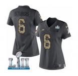 Women's Nike Philadelphia Eagles #6 Caleb Sturgis Limited Black 2016 Salute to Service Super Bowl LII NFL Jersey