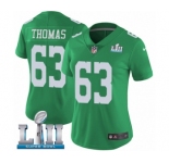 Women's Nike Philadelphia Eagles #63 Dallas Thomas Limited Green Rush Vapor Untouchable Super Bowl LII NFL Jersey
