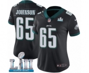 Women's Nike Philadelphia Eagles #65 Lane Johnson Black Alternate Vapor Untouchable Limited Player Super Bowl LII NFL Jersey