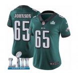 Women's Nike Philadelphia Eagles #65 Lane Johnson Midnight Green Team Color Vapor Untouchable Limited Player Super Bowl LII NFL Jersey