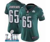 Women's Nike Philadelphia Eagles #65 Lane Johnson Midnight Green Team Color Vapor Untouchable Limited Player Super Bowl LII NFL Jersey